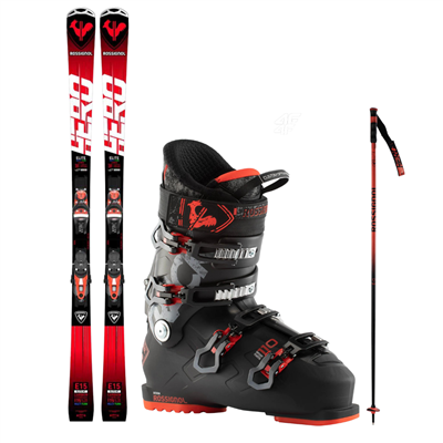 Skis Rossignol Hero Elite LT MT CA Konect + fixations NX 12 K GW B80 BLK + chaussures de ski Rossignol Track 110 noir rouge + bâtons 